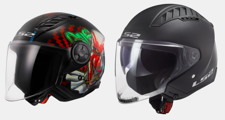 Casques LS2 jet graphique clown et jet noir mat