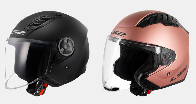 Casques LS2 jet noir mat et jet rose doré