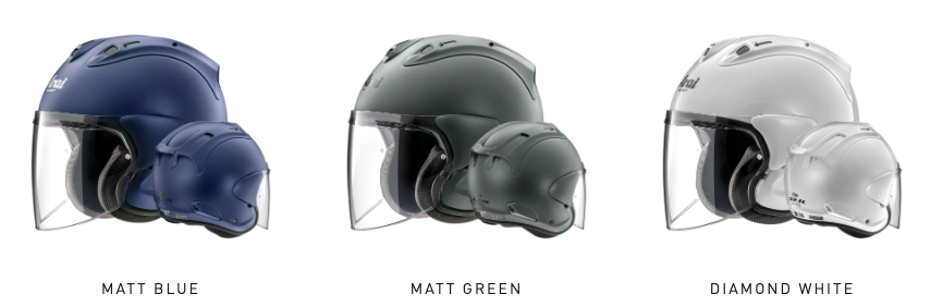 Arai Matt Blue, Matt Green et Diamond White